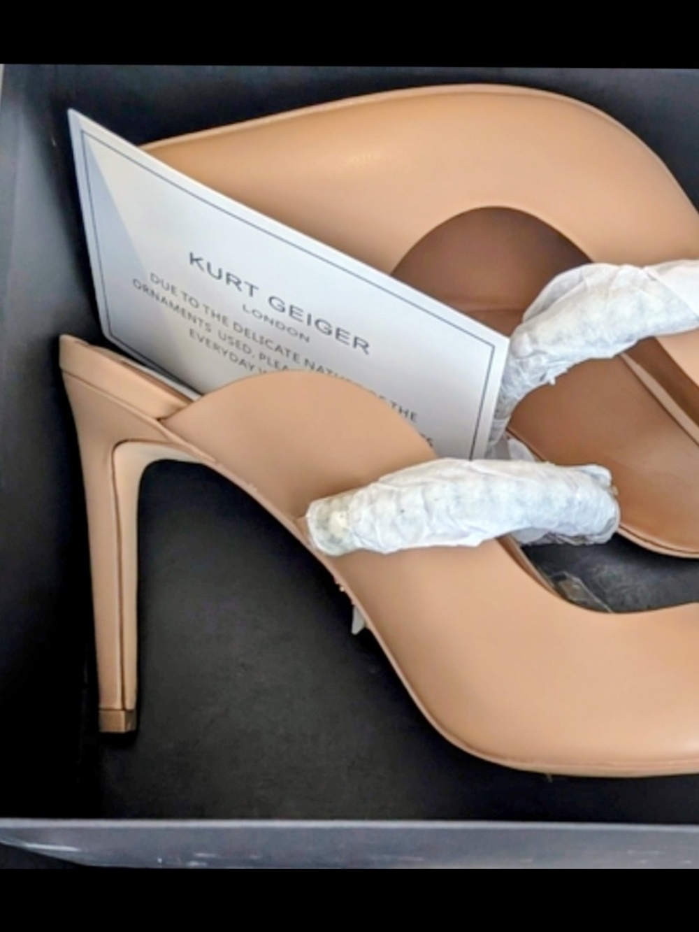 Kurt Geiger London Crystal Strap Mule Heels Nude Pointed Toe Stiletto Size 8 NIB - Picture 11 of 11